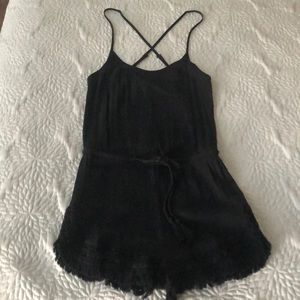 Aerie Black Romper With Fringe Detail